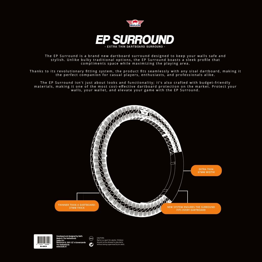 Dartboard Surround Wall Protector Black Durable Universal Easy Fit