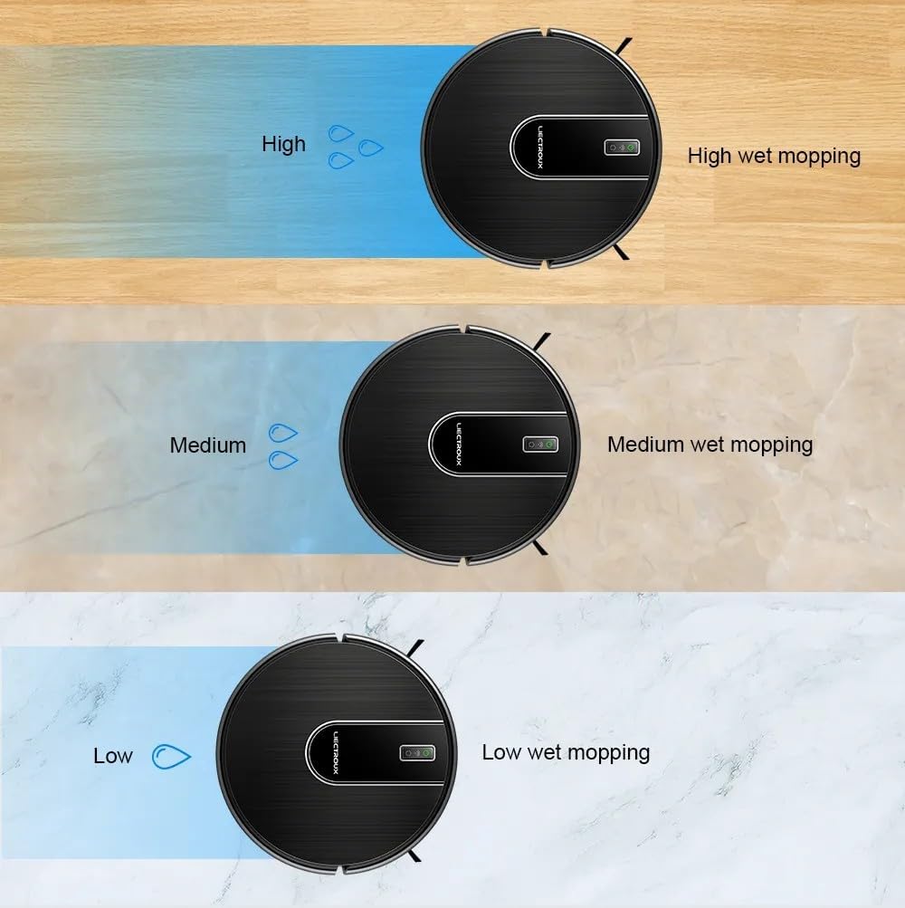 Robot Vacuum Mop LiDAR Mapping WiFi App Voice Auto Clean Black