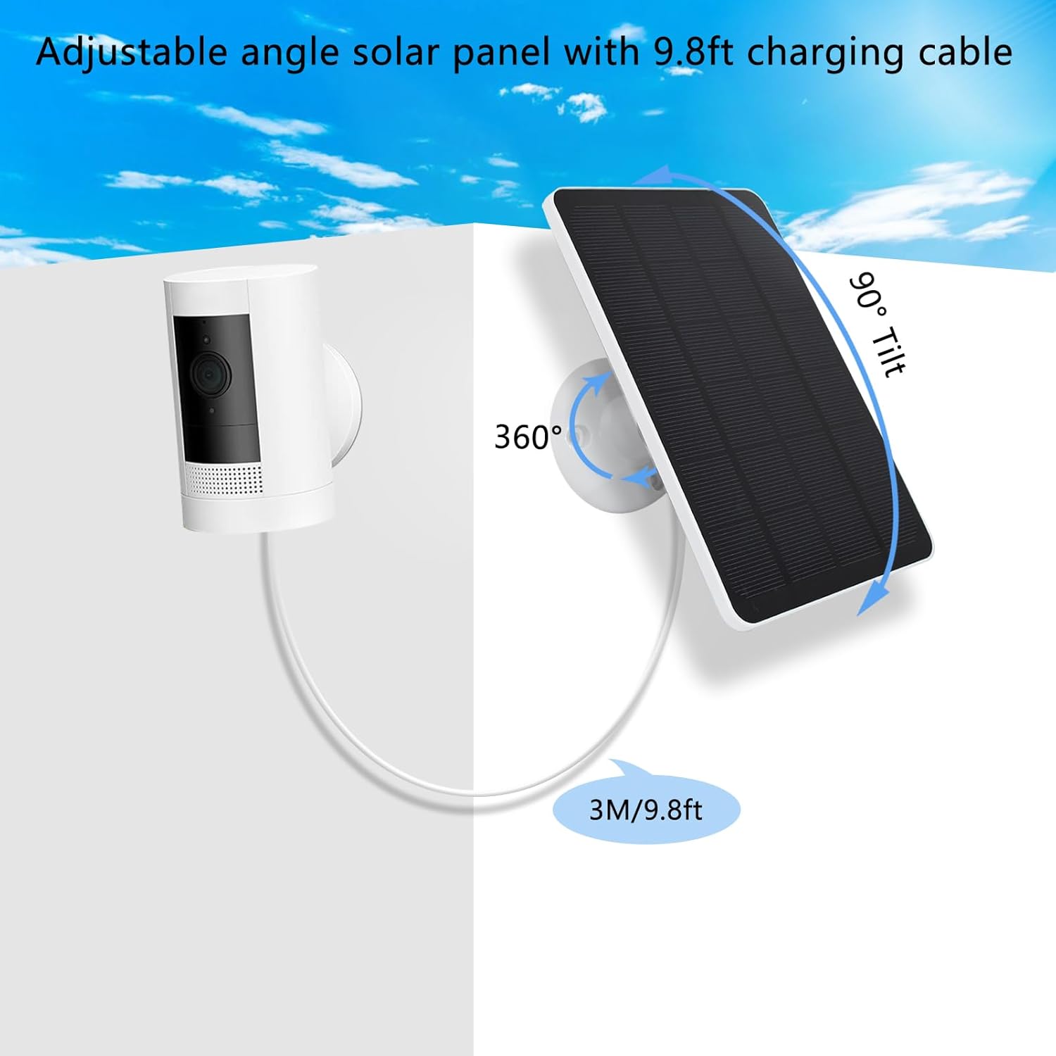 2 Pack 5V Solar Panel Charger For Battery Security Camera