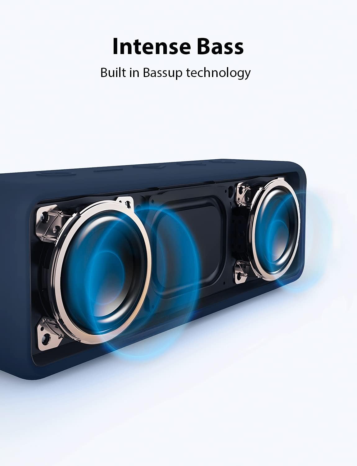 Portable Bluetooth Speaker 12W Stereo Bass Waterproof 24 Hour Navy