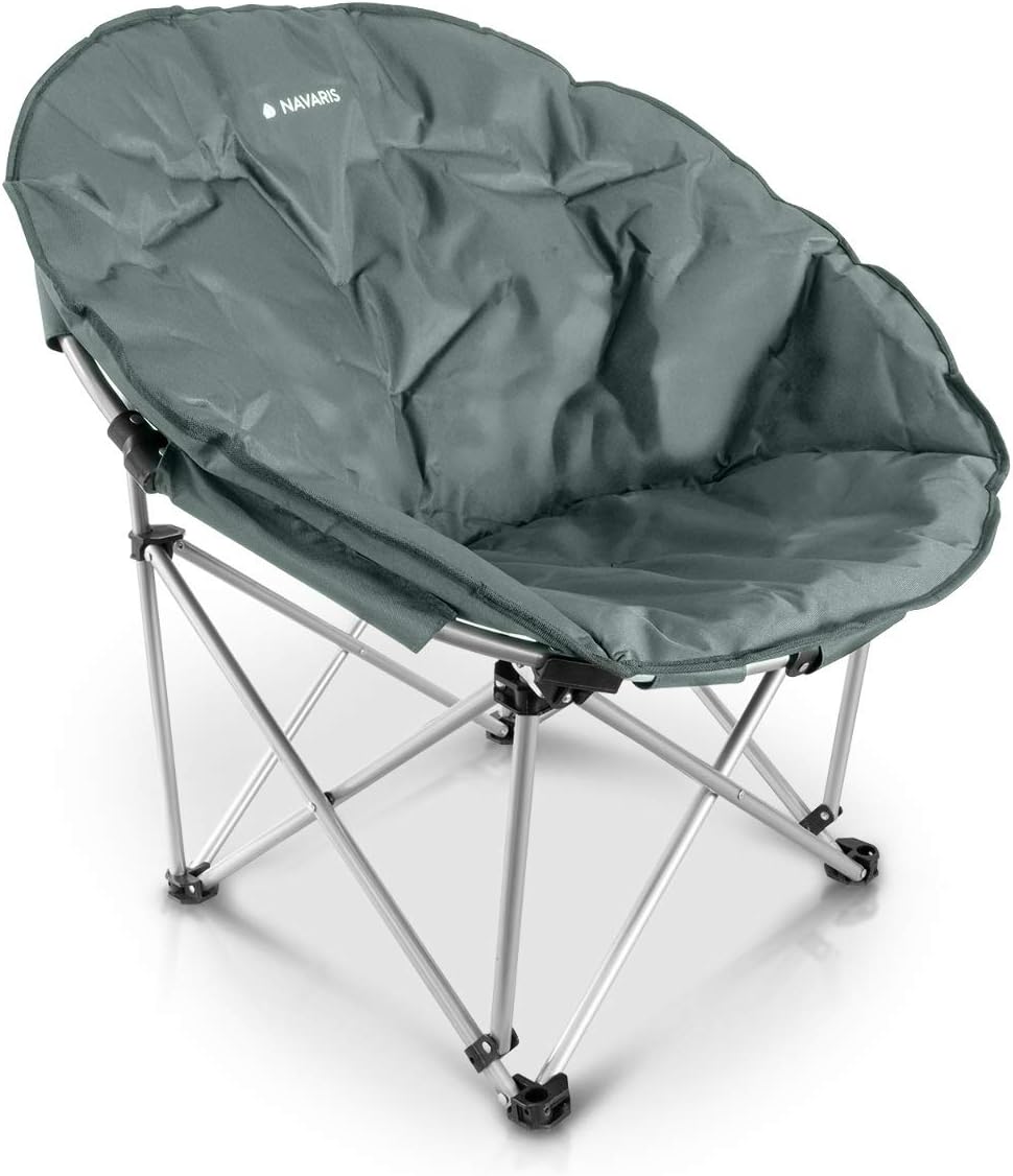 Folding Moon Chair Padded Round Seat Grey