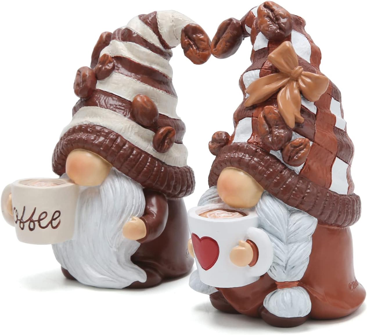 2Pcs Coffee Gnome Figurines Resin Swedish Tomte Decor