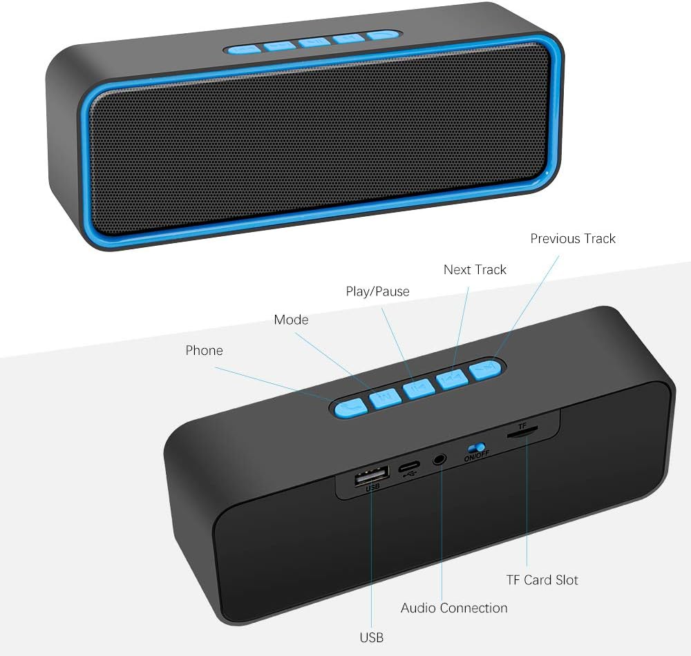 Portable Bluetooth Speaker 15W Stereo Bass 12H Battery