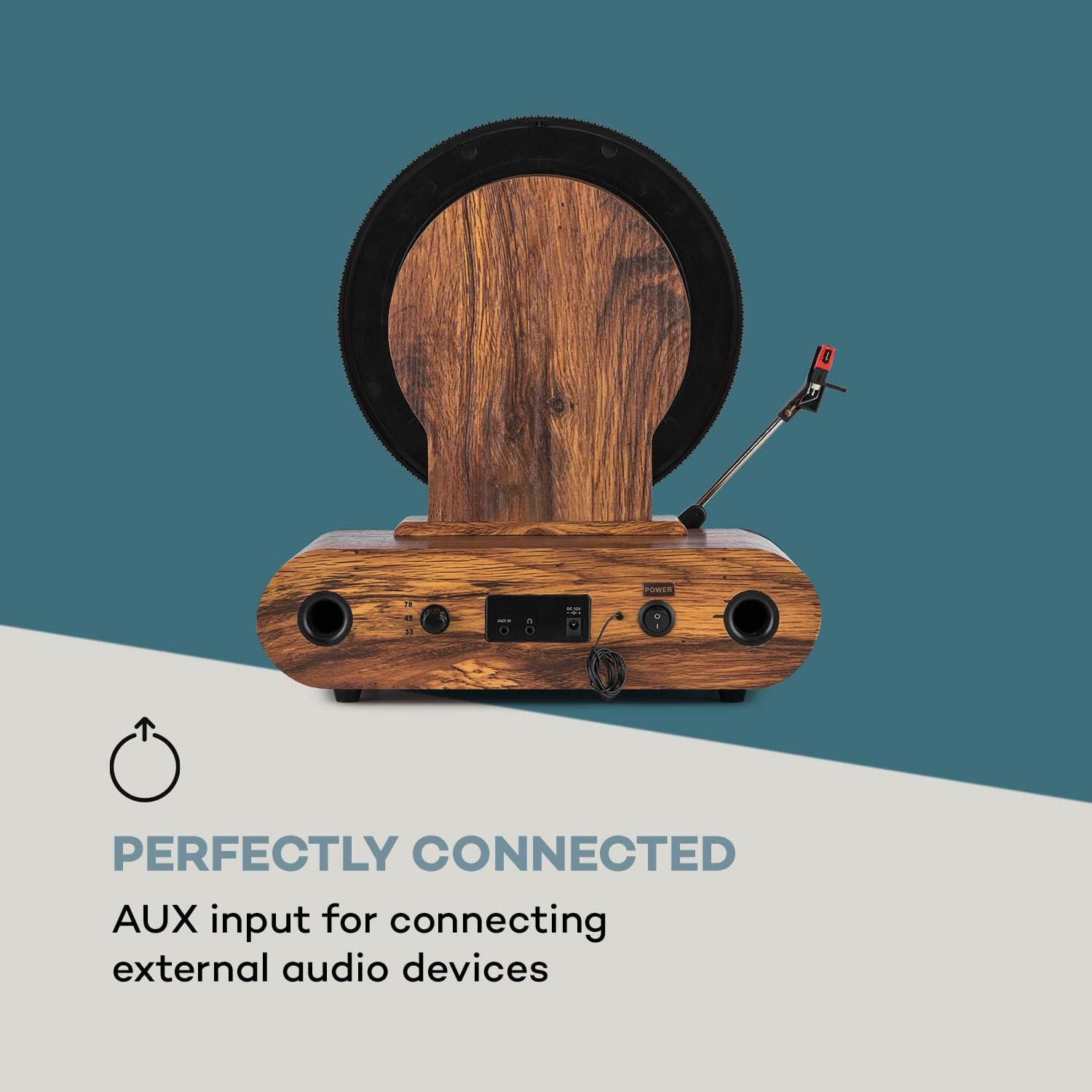 Vertical Record Player Bluetooth USB Walnut 3 Speed Turntable