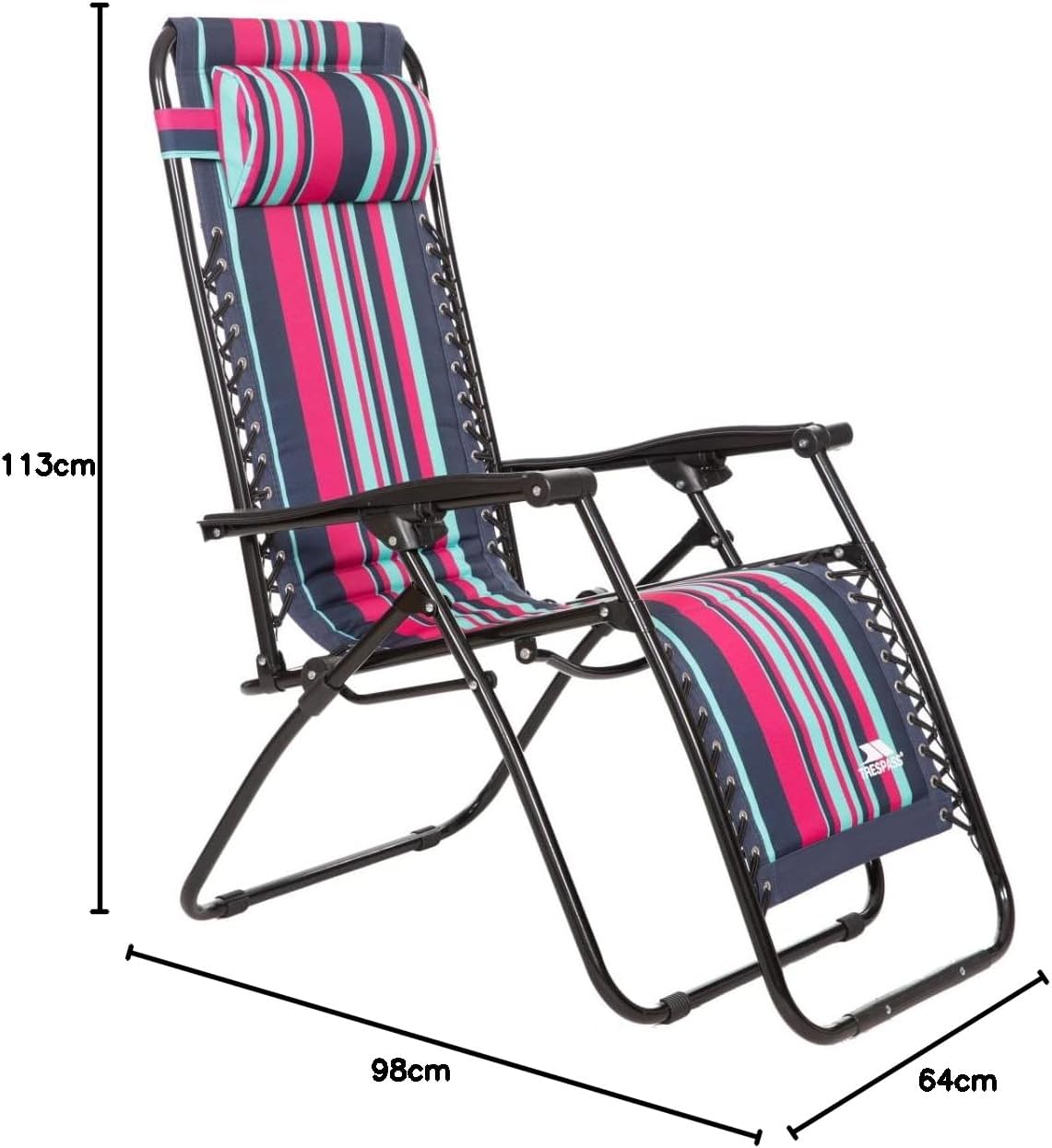 Padded Reclining Sun Lounger Chair Tropical Stripe