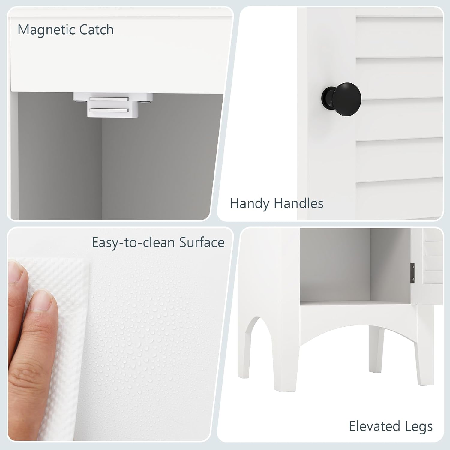 Tall Bathroom Storage Cabinet White 2 Door Shelf Unit