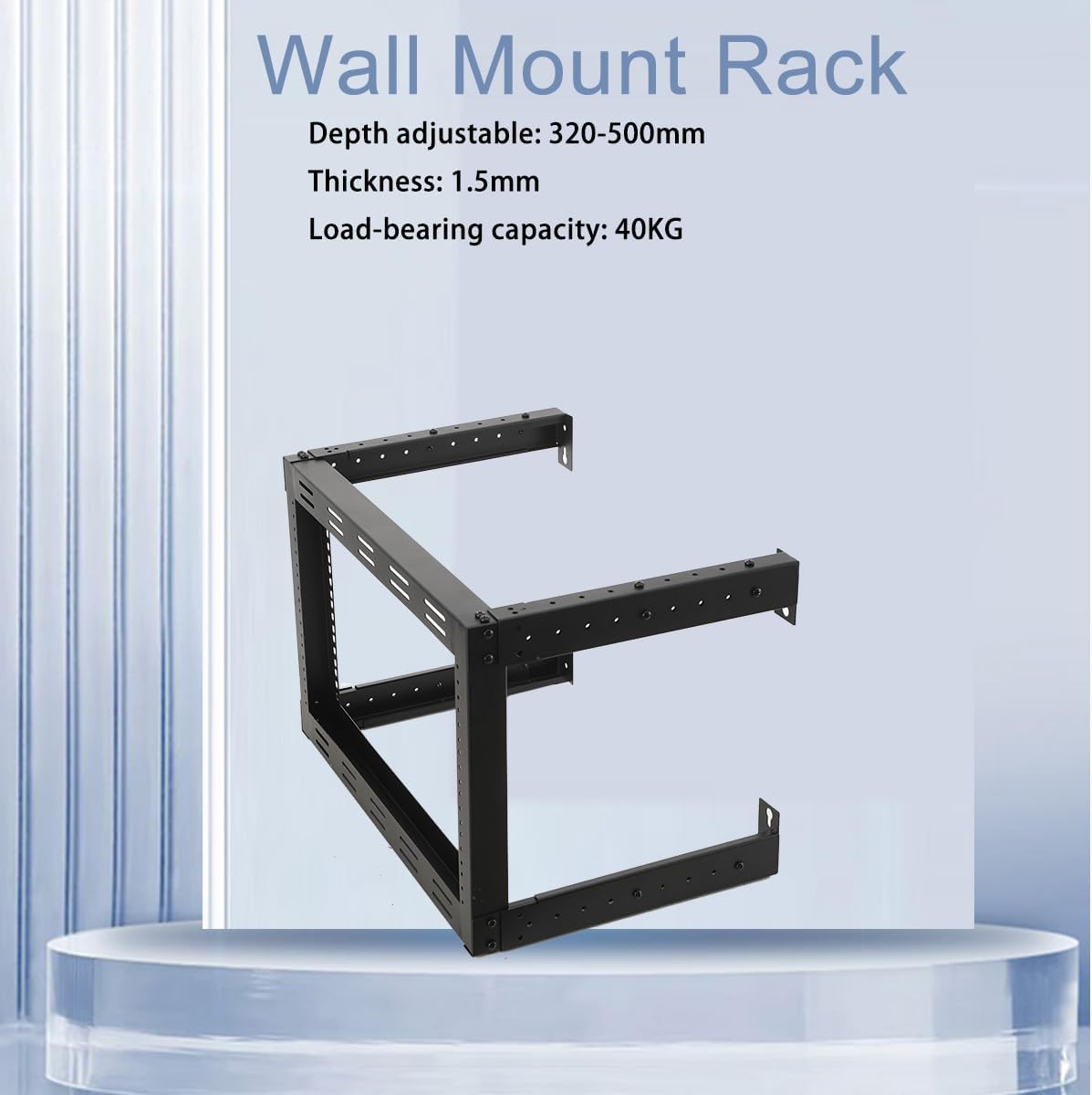 6U Wall Mount Open Frame Rack 19 Inch Adjustable Depth