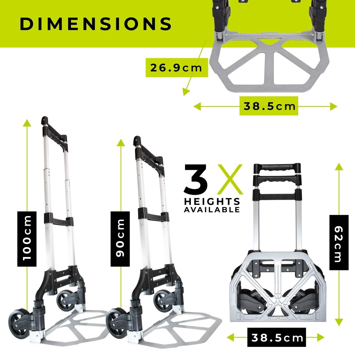 Heavy Duty Folding Hand Truck Trolley 80KG Aluminium