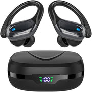 Wireless Sports Earbuds Bluetooth 80Hr Battery LED Display Gray
