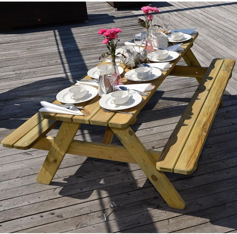 8 Seater Wooden Picnic Table A Frame Garden Bench 180cm