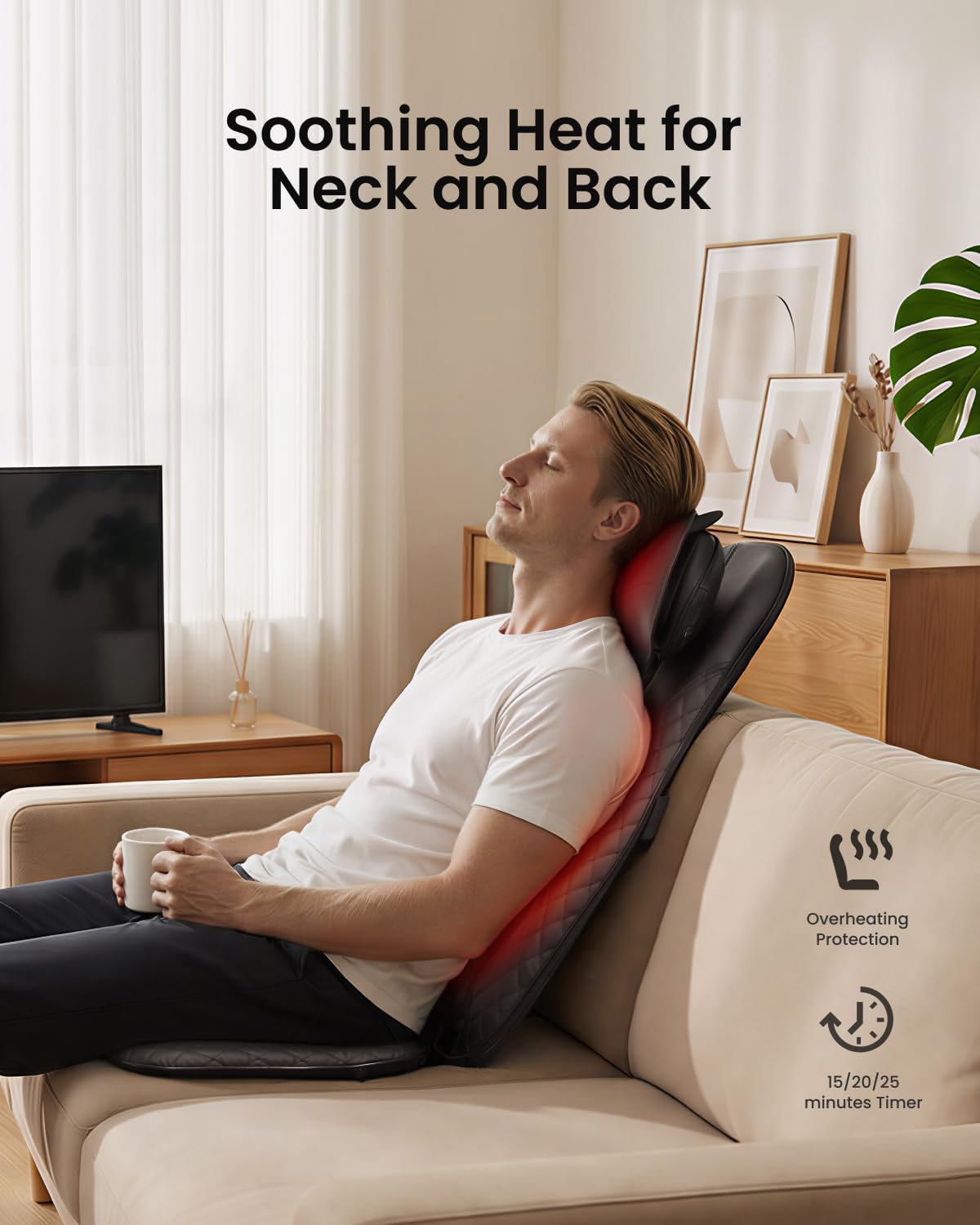 Shiatsu Back Massager Chair Heat Full Body Neck Seat Vibration