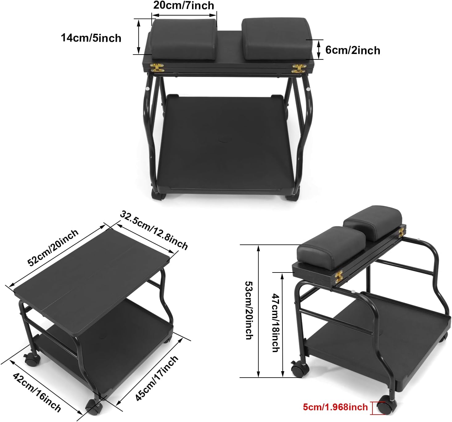 Pedicure Foot Cart Trolley with Wheels Salon Spa Foot Rest Stand