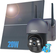 4G LTE Security Camera 20W Solar Panel 20000mAh 2K CCTV