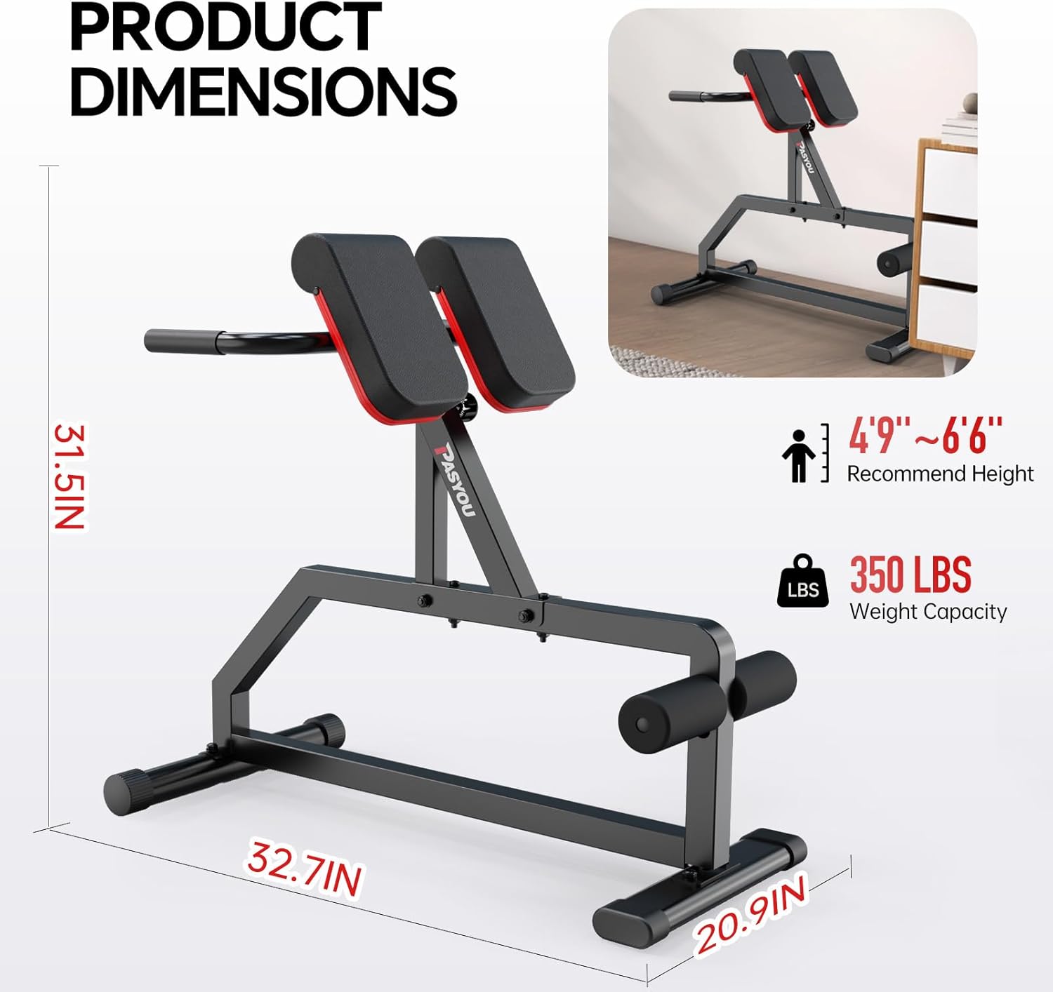 Adjustable Roman Chair Hyperextension Bench Back Extension Core