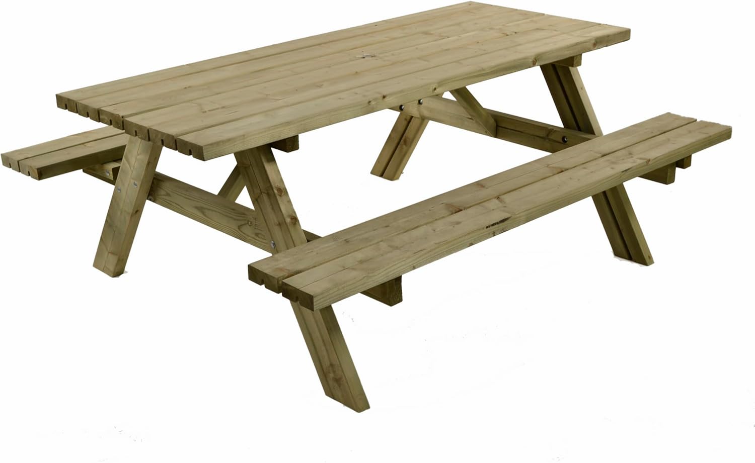8 Seater Heavy Duty Wooden Picnic Table w/Fold Up Seats