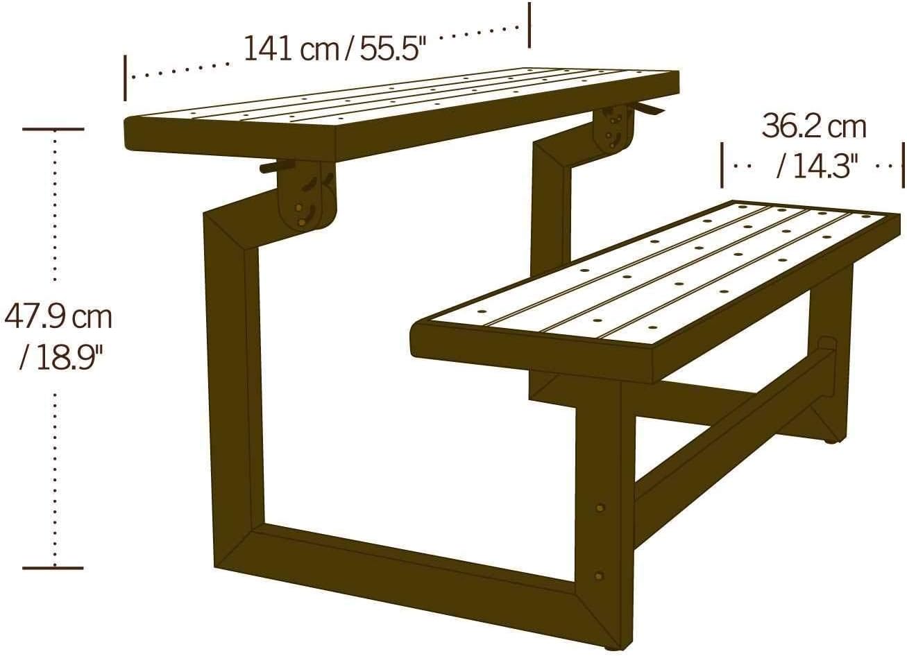 Convertible Garden Bench to Picnic Table Outdoor Seat 140cm