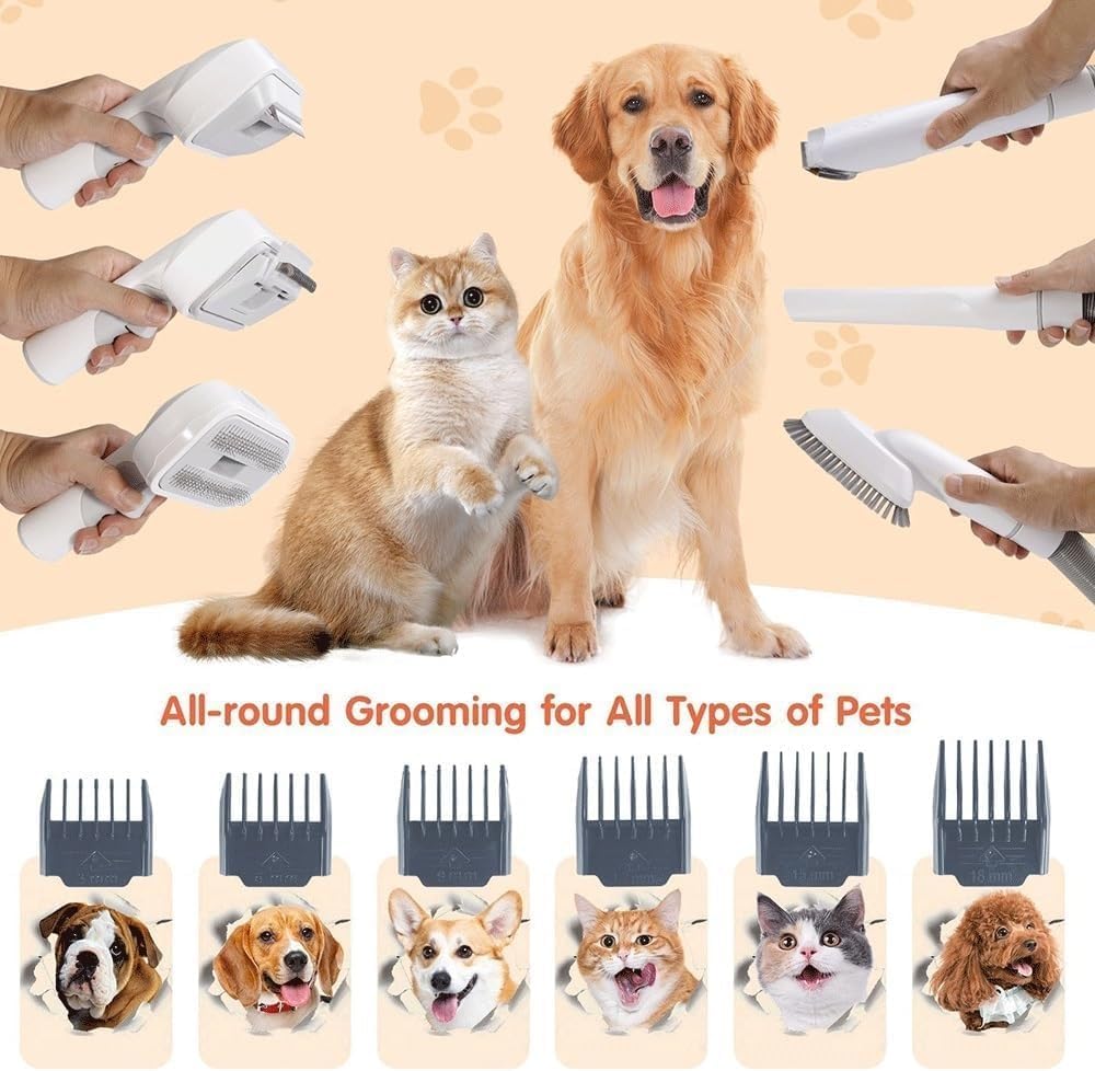 Pet Grooming Vacuum 10KPa 5 in 1 Dog Hair Groomer 2.5L
