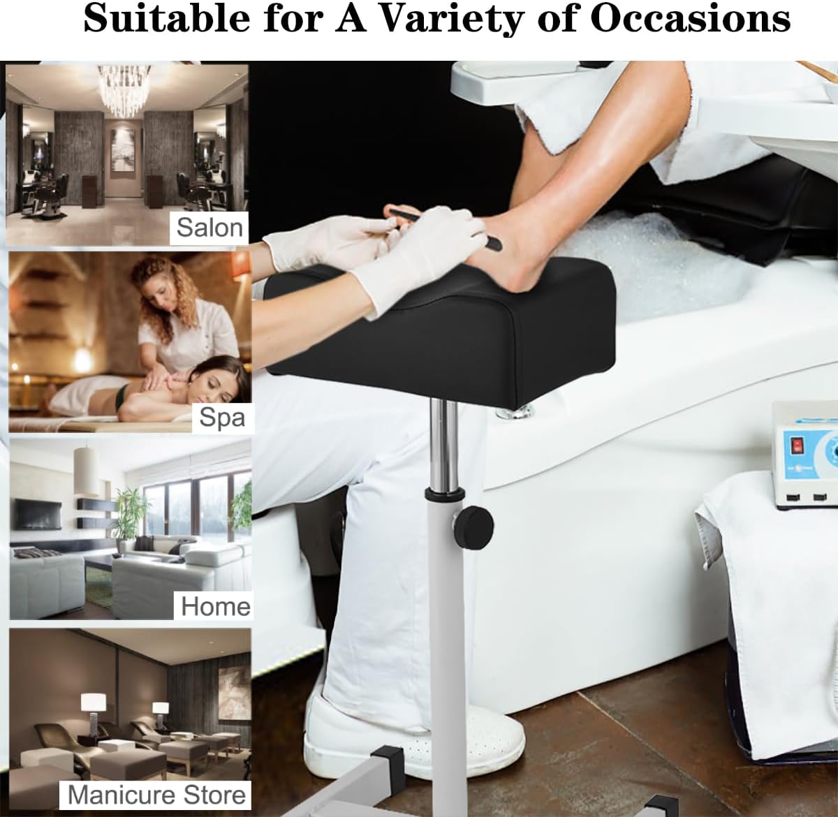 Adjustable Pedicure Foot Rest 45-65cm Nail Stool Salon Spa Stand