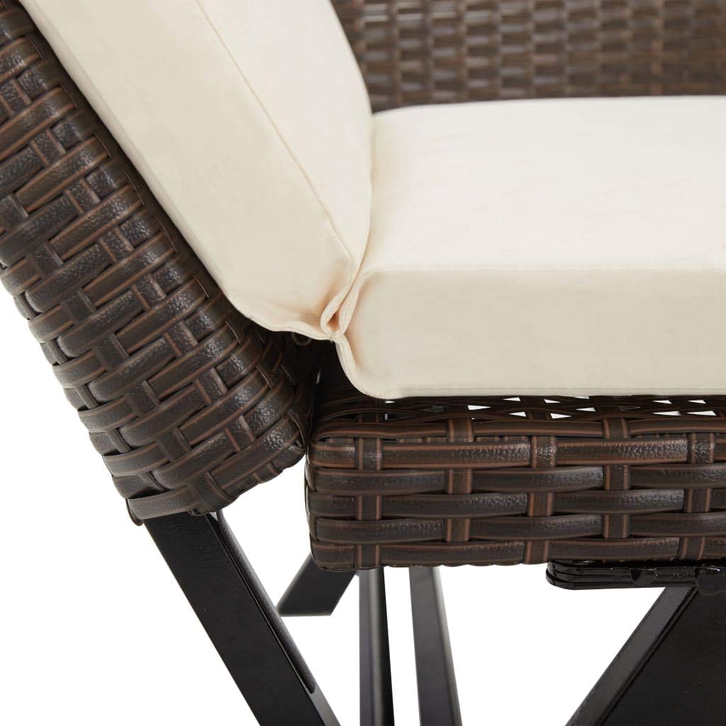 2 in 1 Rattan Garden Bench Convertible Day Bed w/Cushions