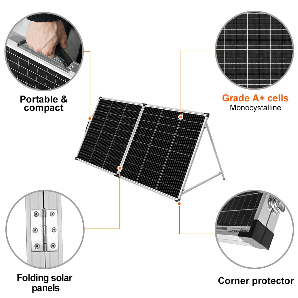 200W Foldable Solar Panel 12V Portable Suitcase Kit