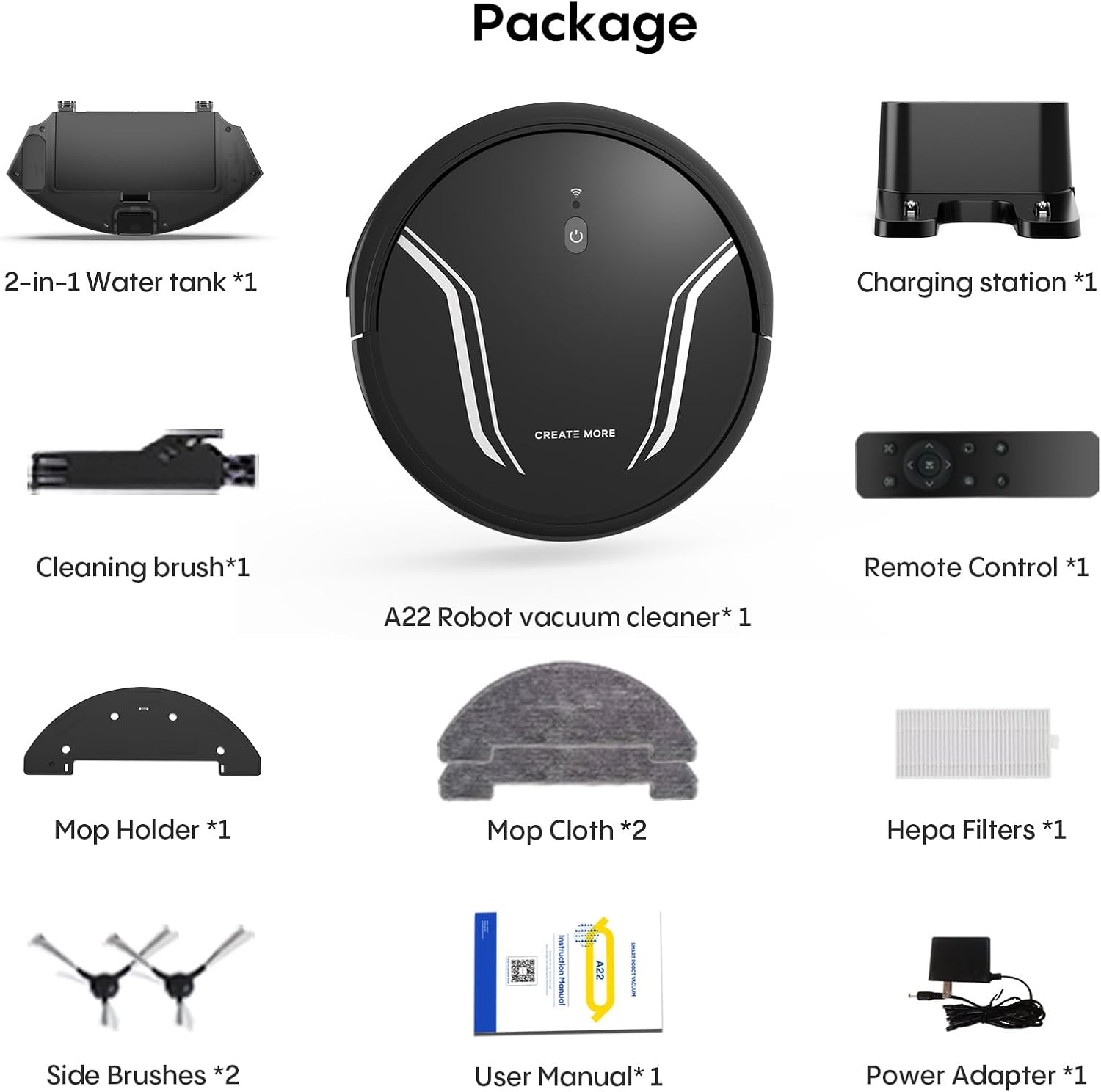 Robot Vacuum Mop 5000Pa 3-in-1 WiFi Alexa App Control Auto Recharge