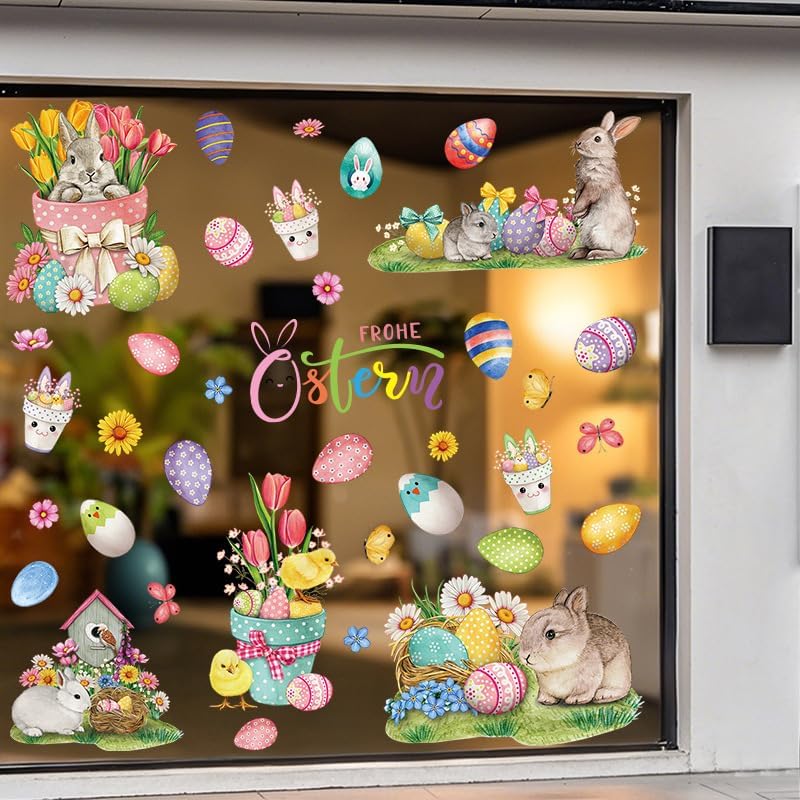 Easter Bunny Window Clings Double Sided Stickers 9 Sheets