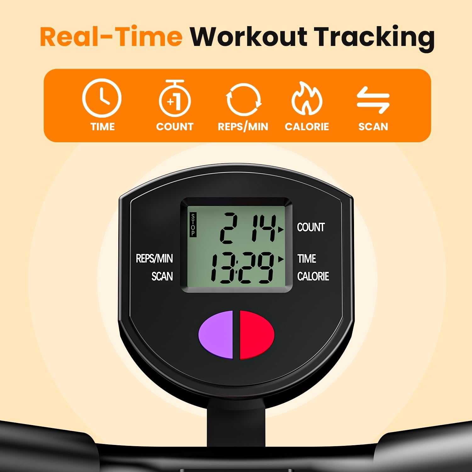 Foldable Squat Row Machine with LCD Monitor Full Body Trainer