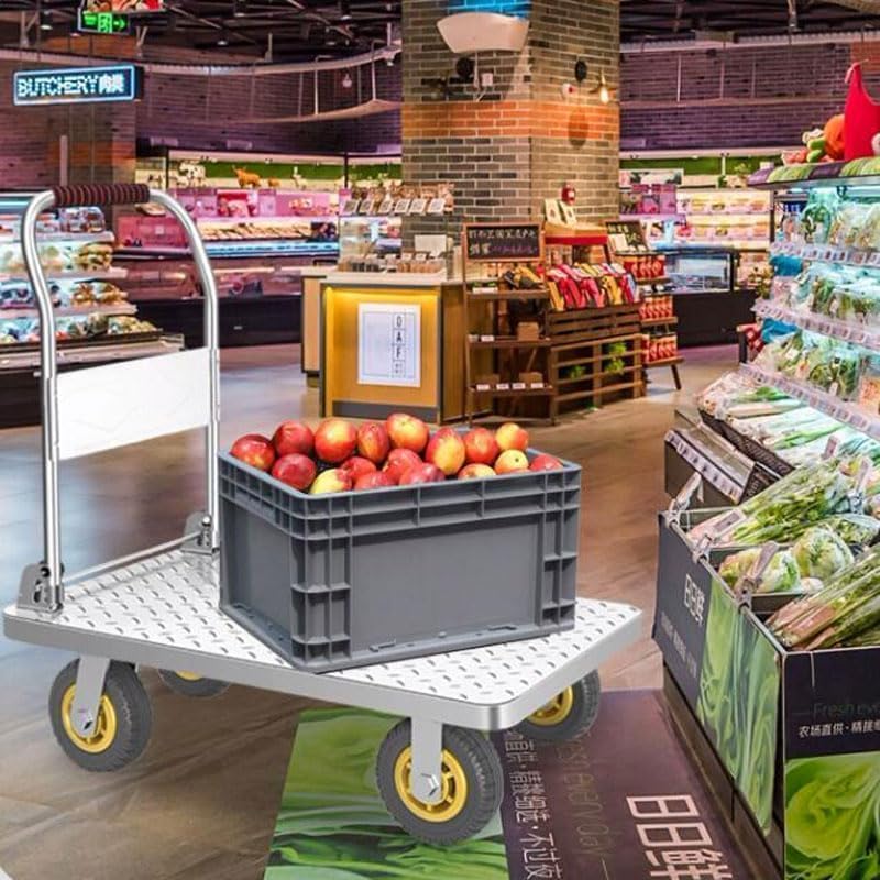 Foldable Flatbed Platform Trolley 90x60cm Push Cart