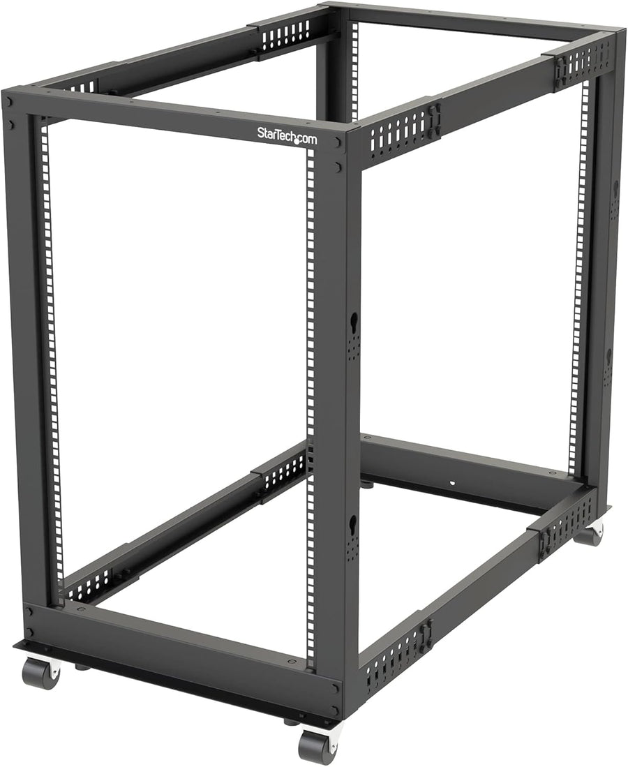 18U Mobile Open Frame Server Rack 4 Post with Wheels