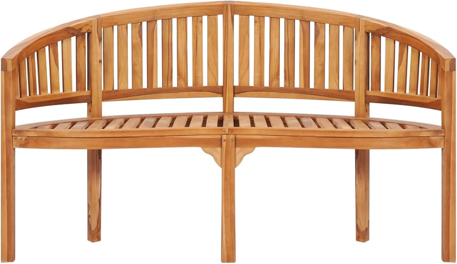 Teak Banana Garden Bench 151cm Curved Wooden Patio Seat