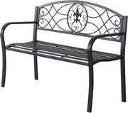 Outdoor Garden Bench 3 Seater Metal Patio Park Bench Ergonomic Seat