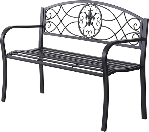 Outdoor Garden Bench 3 Seater Metal Patio Park Bench Ergonomic Seat