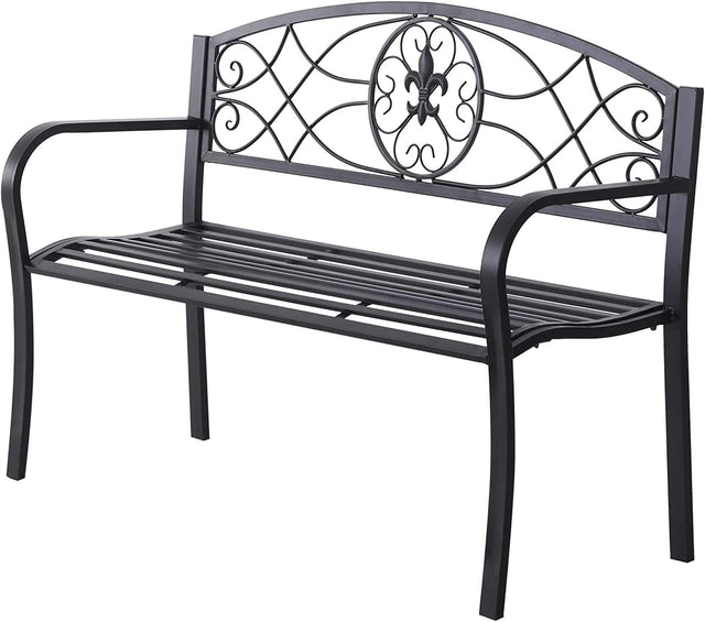 Outdoor Garden Bench 3 Seater Metal Patio Park Bench Ergonomic Seat