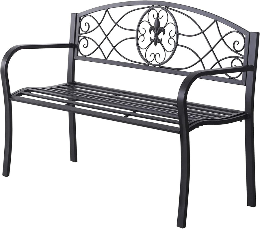 Outdoor Garden Bench 3 Seater Metal Patio Park Bench Ergonomic Seat