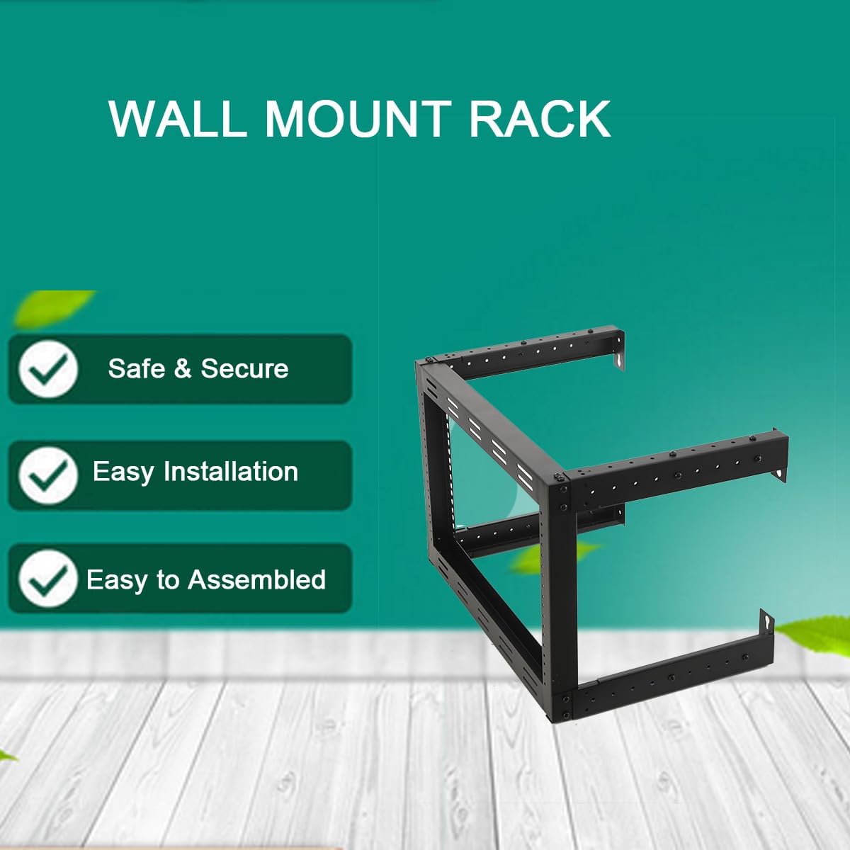 6U Wall Mount Open Frame Network Rack 19 Inch Adjustable Depth