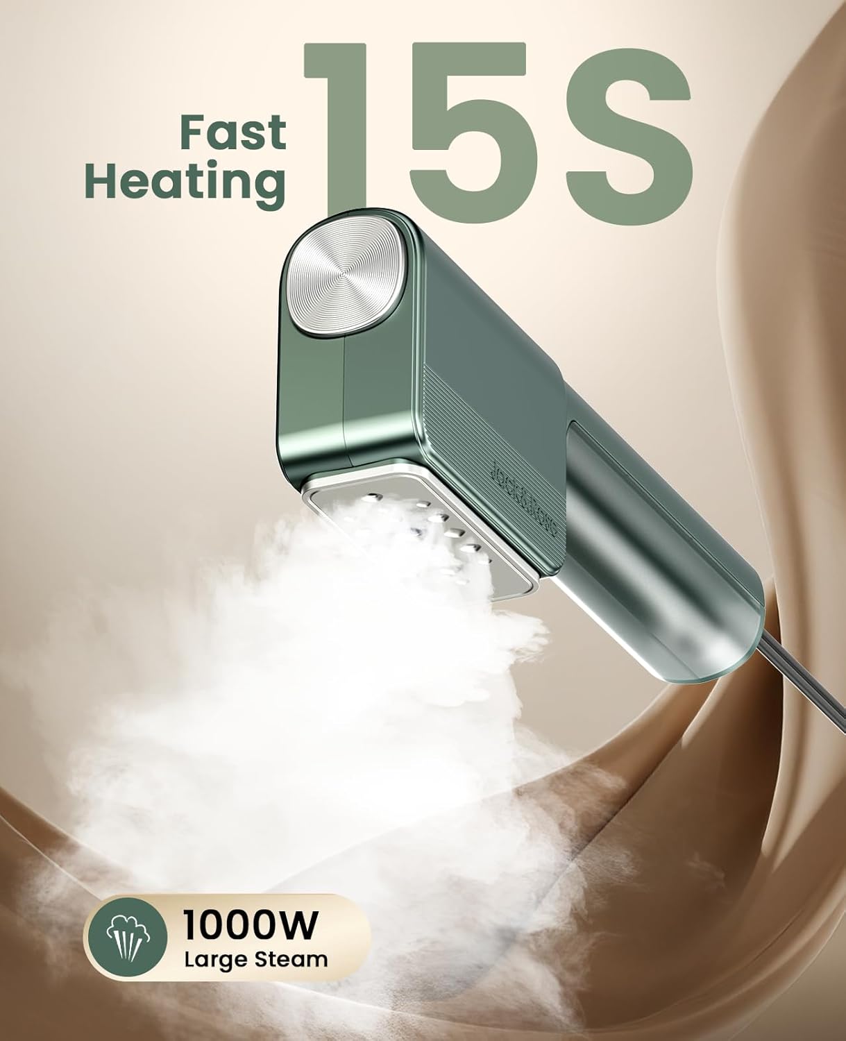 Dual Voltage Travel Garment Steamer 2in1 1000W 15s Heat Green