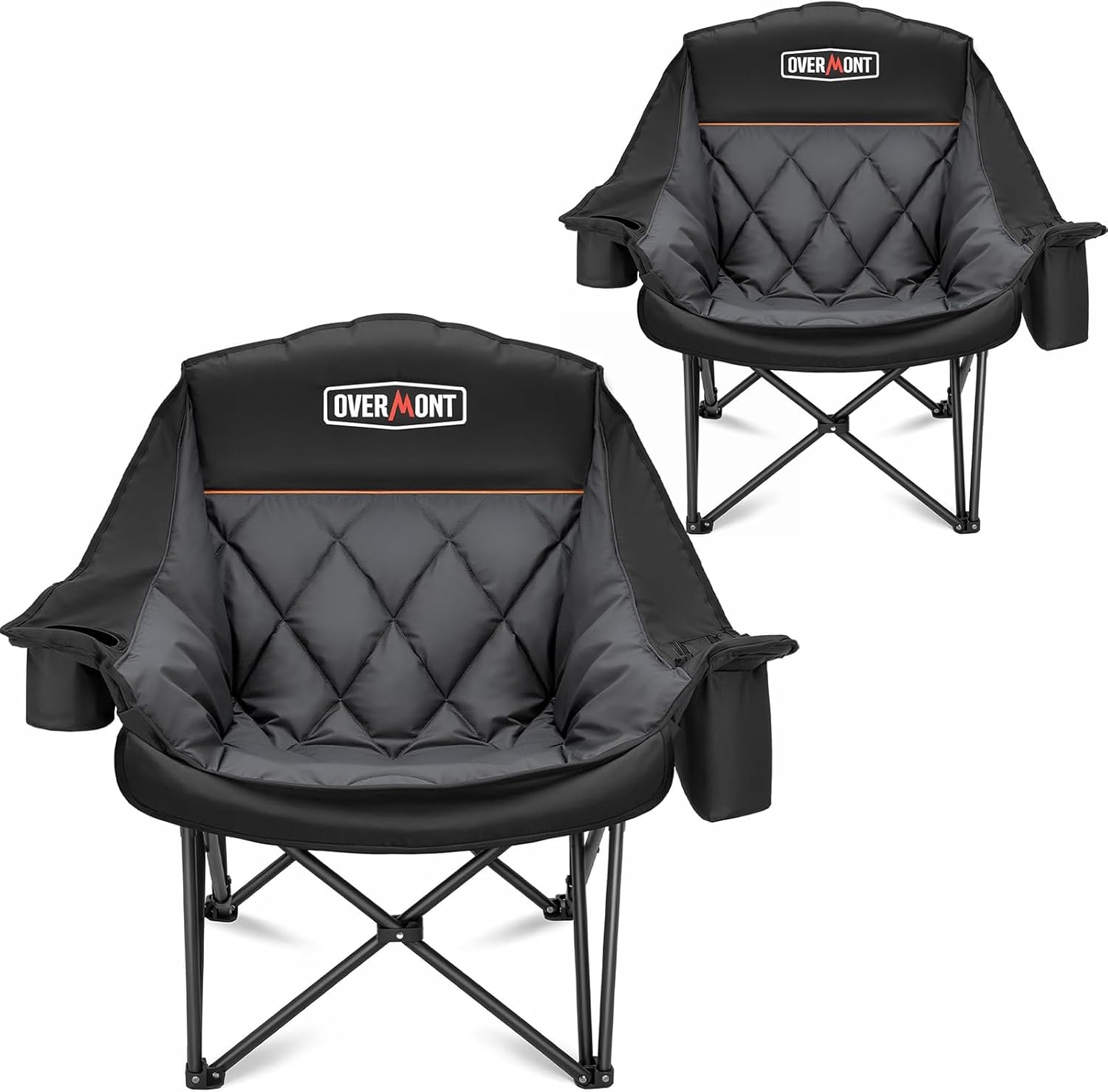 Oversized XL Camping Chairs 2 Pack 450lb Padded Black