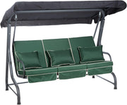 3 Seater Garden Swing Seat Green Canopy Cushions Heavy Duty 250kg