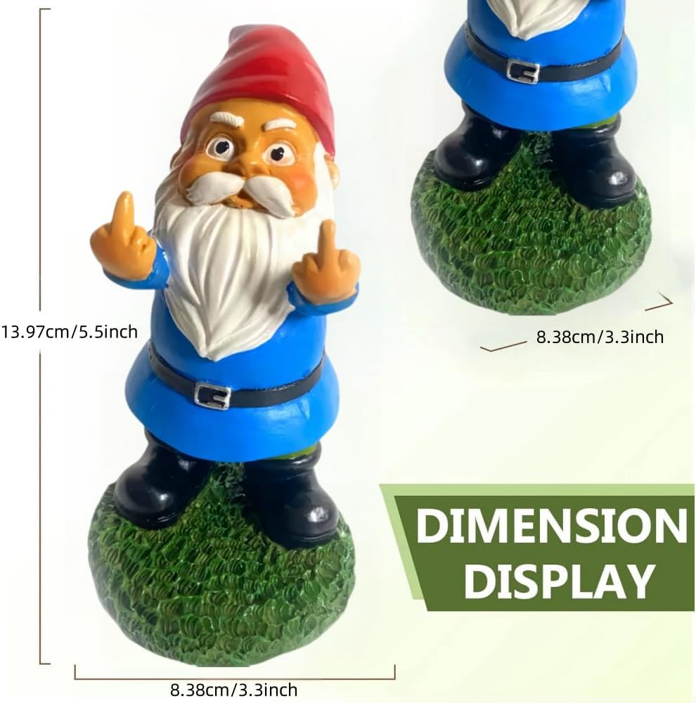 Funny Garden Gnome Middle Finger Statue Naughty Outdoor Decor