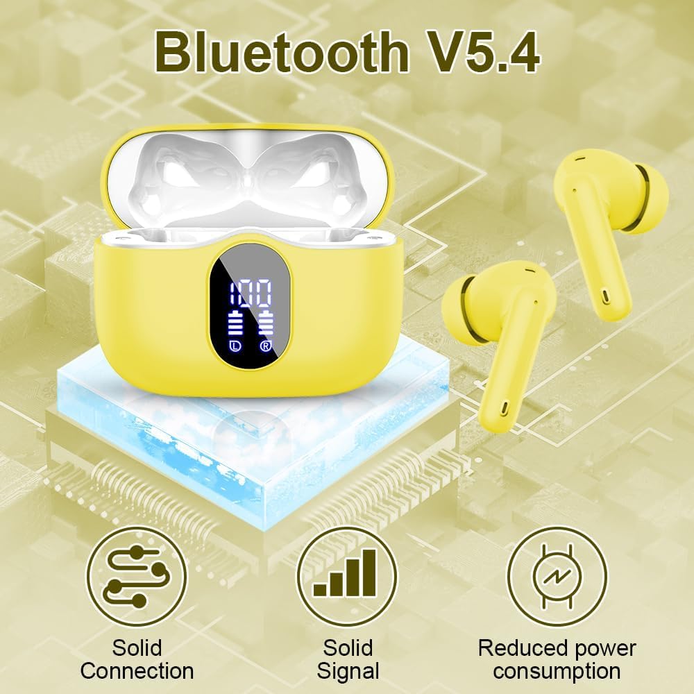 Mini Bluetooth 5.4 Wireless Earbuds ENC Mic 36H LED Case