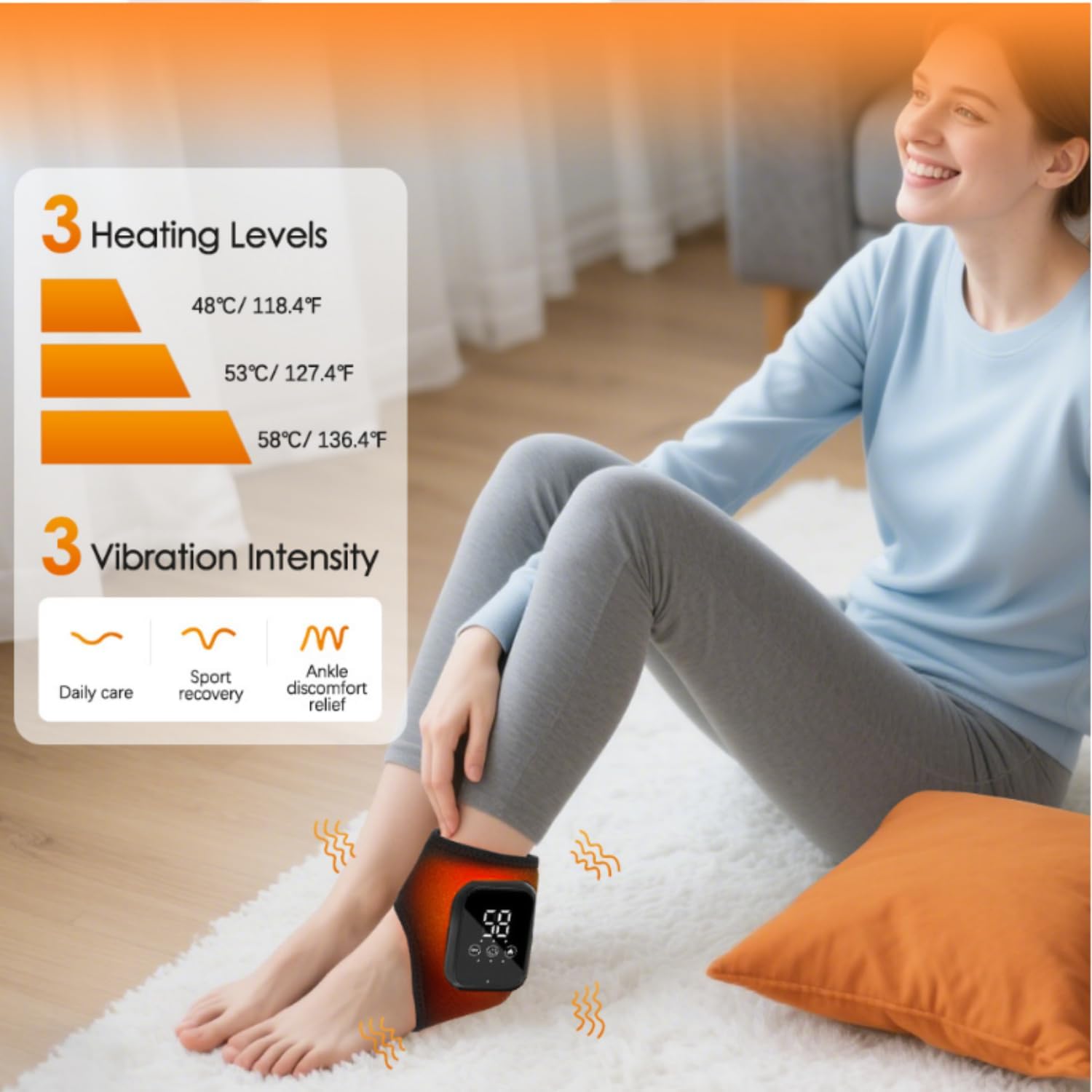 Cordless Foot Massager Heat Compression Neuropathy Pain Relief