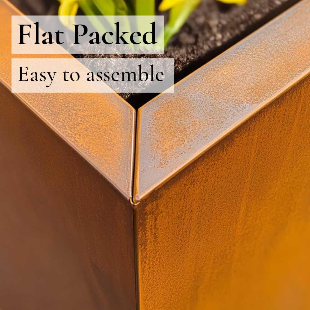 Corten Steel Trough Planter Rust Finish Garden Box 75cm