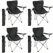 4 Pack Black Folding Camping Chairs with Cup Holder