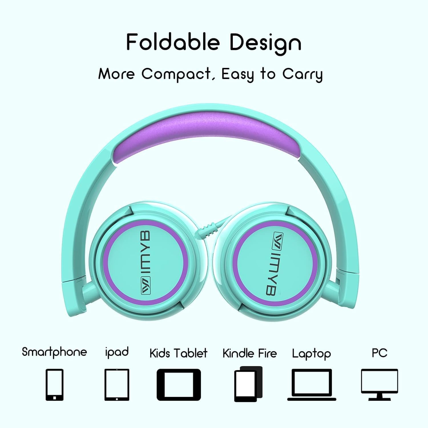 Kids Wired On Ear Headphones Safe Volume Foldable 3.5mm
