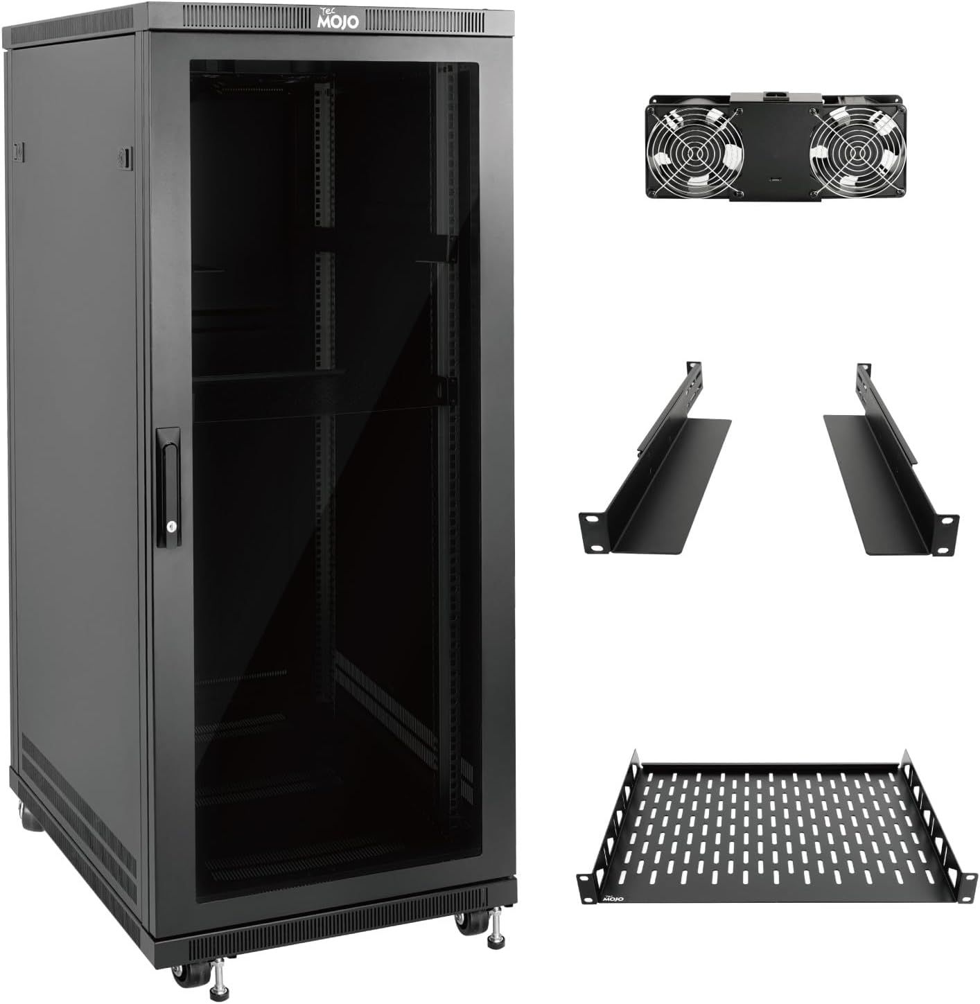 27U Server Rack Cabinet 800mm Glass Door Flat Pack