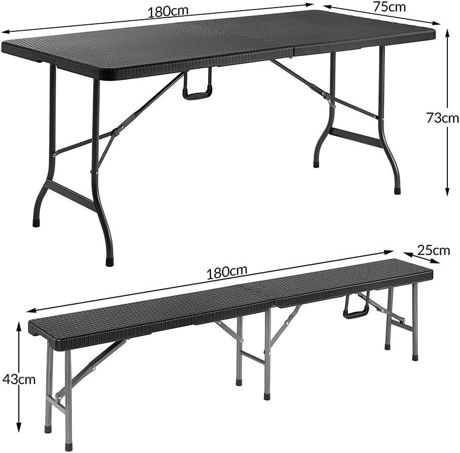 6FT Folding Picnic Table & Bench Set Portable Garden BBQ