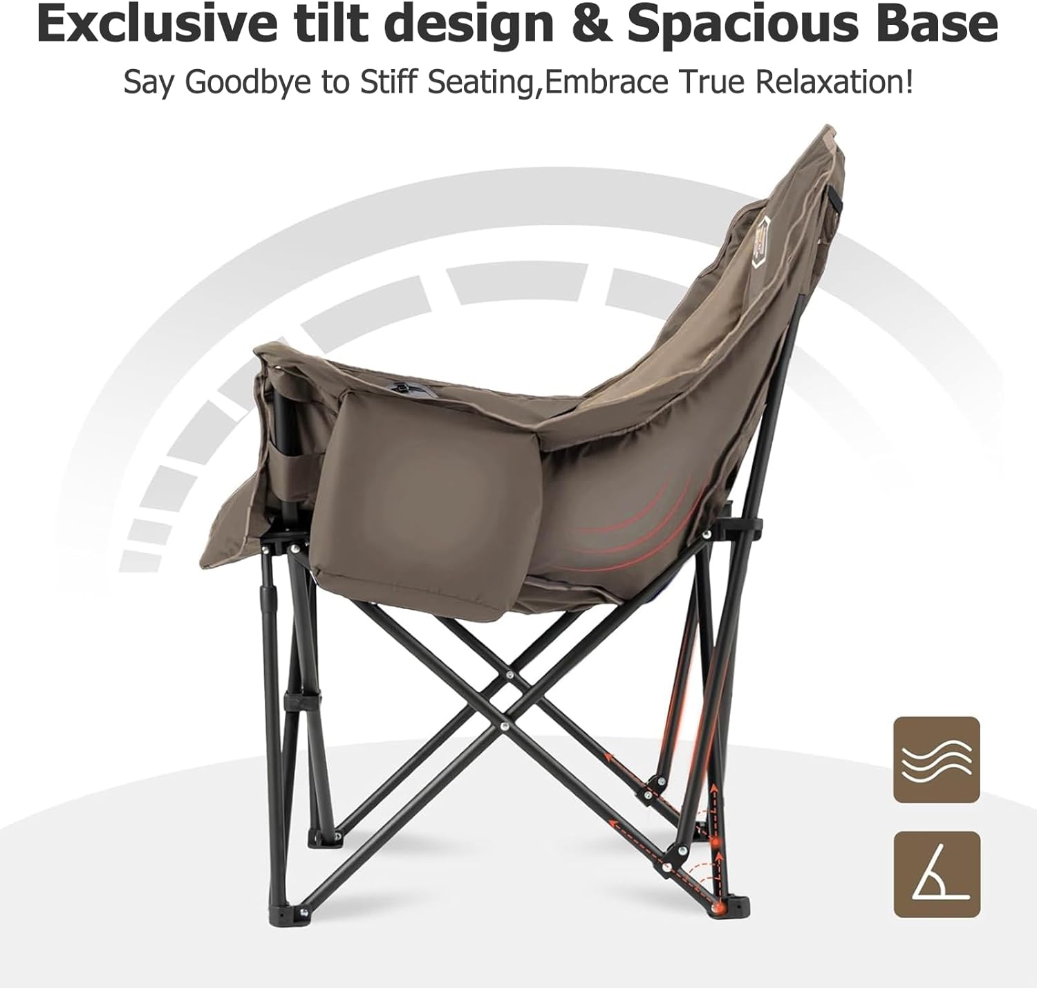 Heated XL Camping Chair 400lb Oversized Padded Khaki
