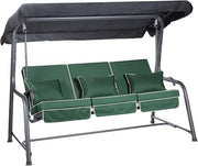 3 Seater Reclining Garden Swing Bed Green Canopy Cushions