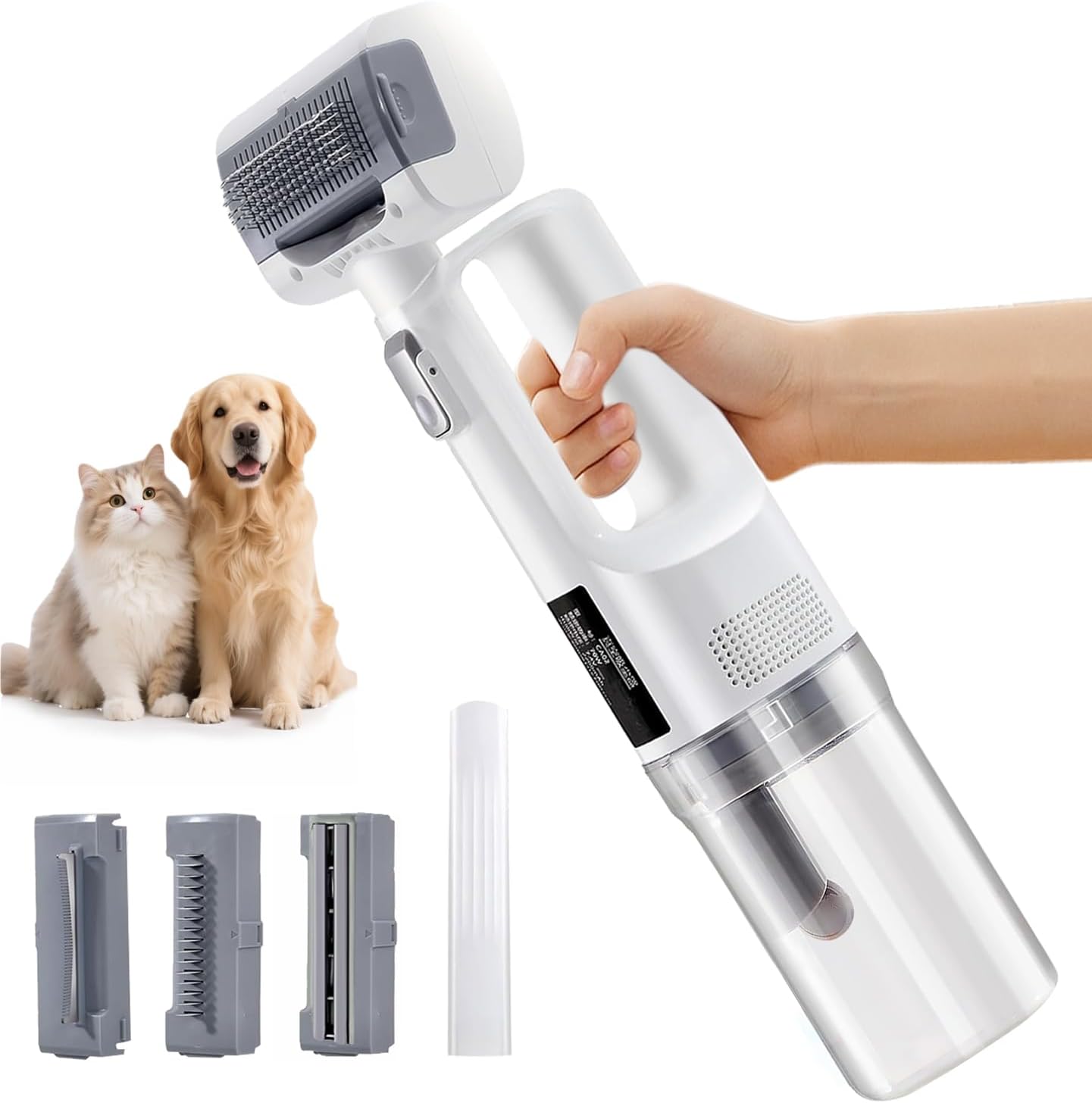 Dog Shedding Vacuum Brush 5 In 1 Grooming Kit White