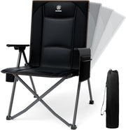 Reclining Camping Chair Heavy Duty 350lb Black
